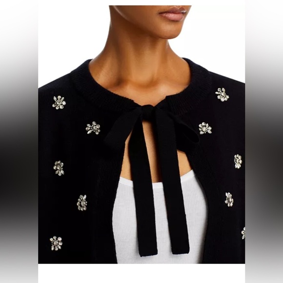 NWT Aqua Bow Embellished Cardigan Black , size Small - Picture 12 of 15